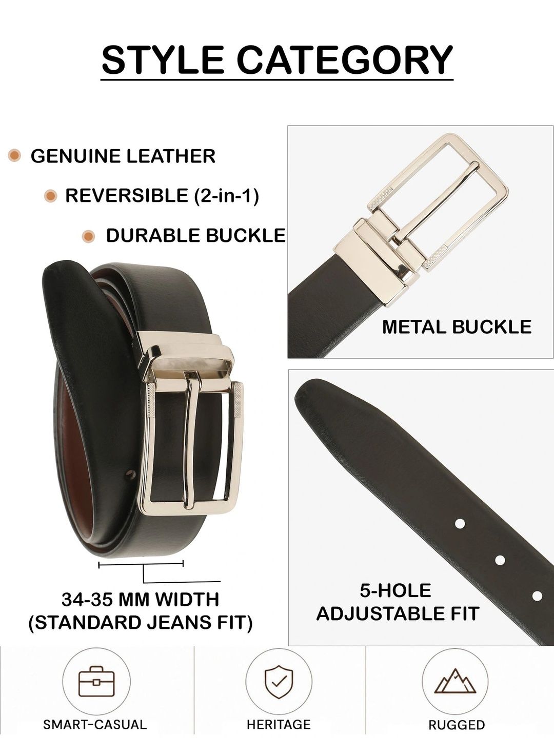 Teakwood Leathers Men Leather Reversible Belt