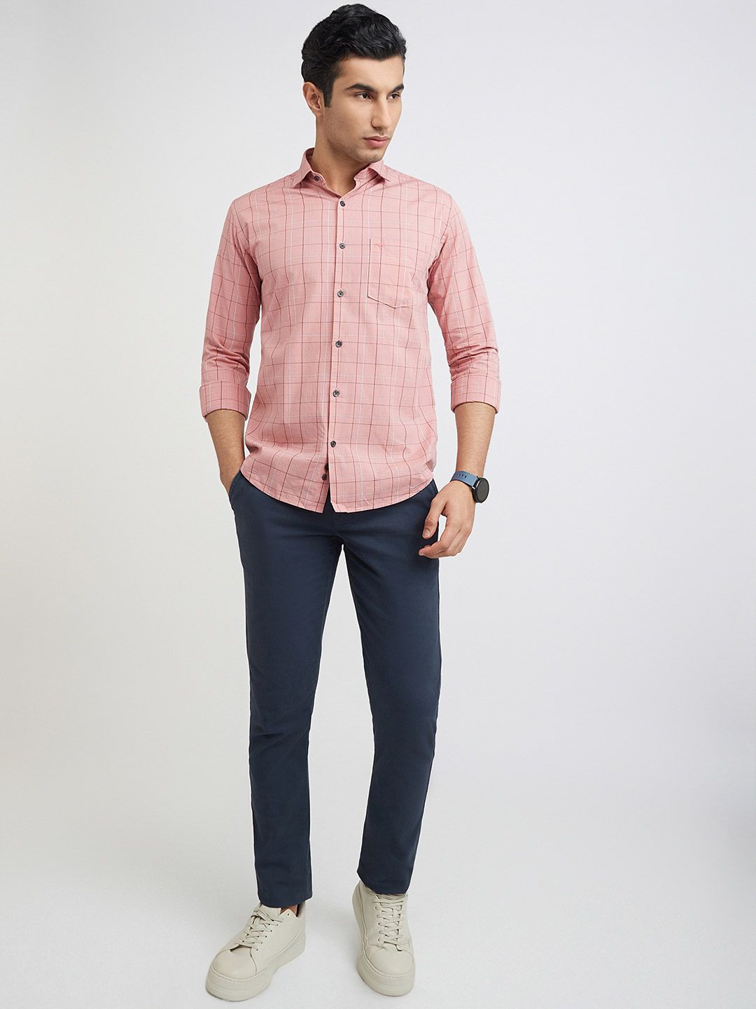 Park Avenue Men Slim Fit Tartan Checks Opaque Pure Cotton Casual Shirt