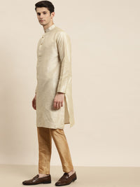 SOJANYA Kurta Belang Beige Lelaki dengan Piyama & Jaket Nehru