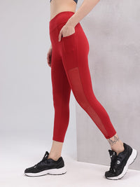 HRX by Hrithik Roshan Women Brand Logo Detail Mesh Rapid-Dry Cropped Training Tights