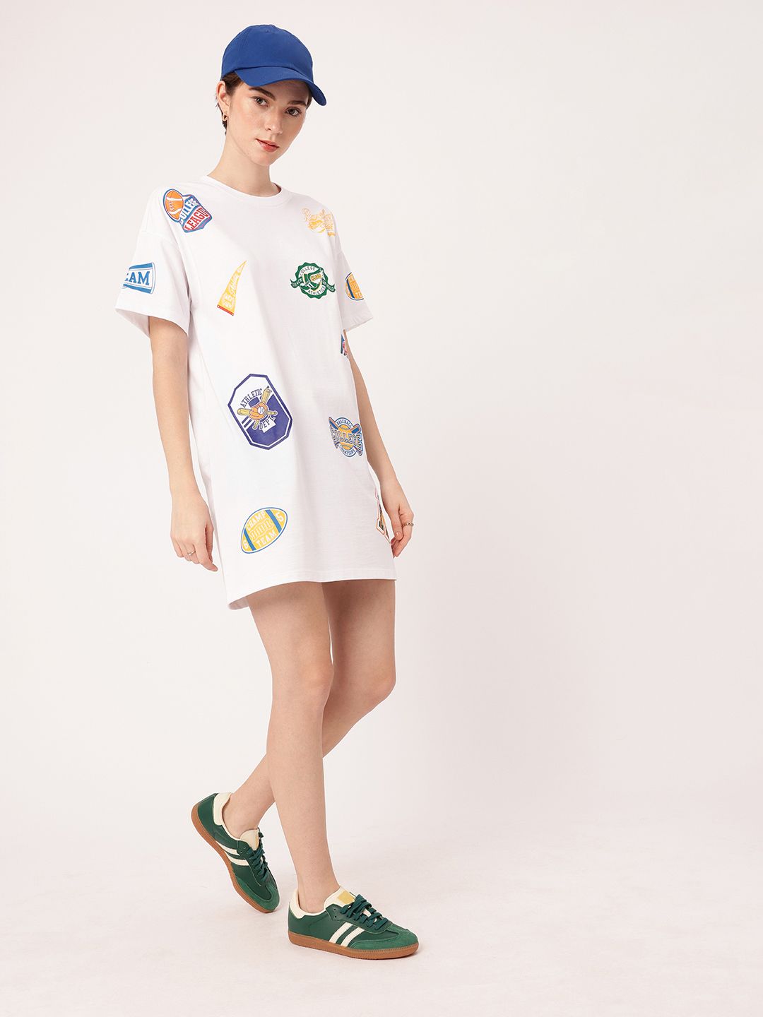 DressBerry Sporty Charm Printed Relaxed Fit Mini T-Shirt Dress