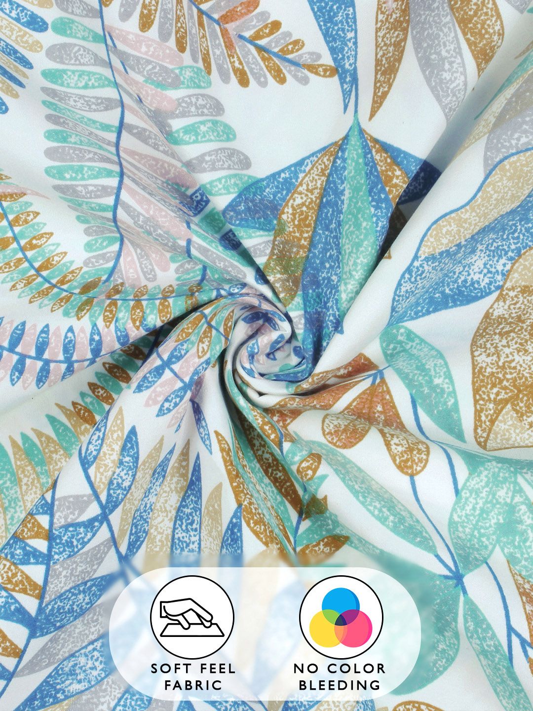 Story@home Arena White & Blue Floral 180 TC Fitted King Bedsheet With 2 Pillow Covers