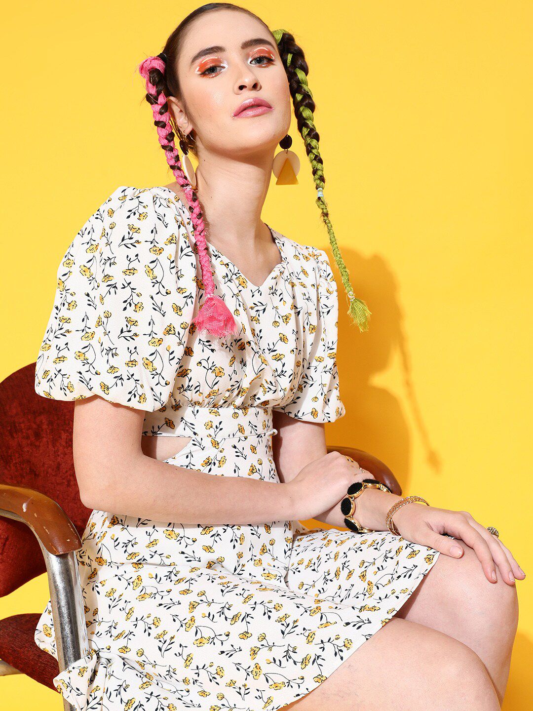 STREET 9 Women Bright Yellow Conversational Dress