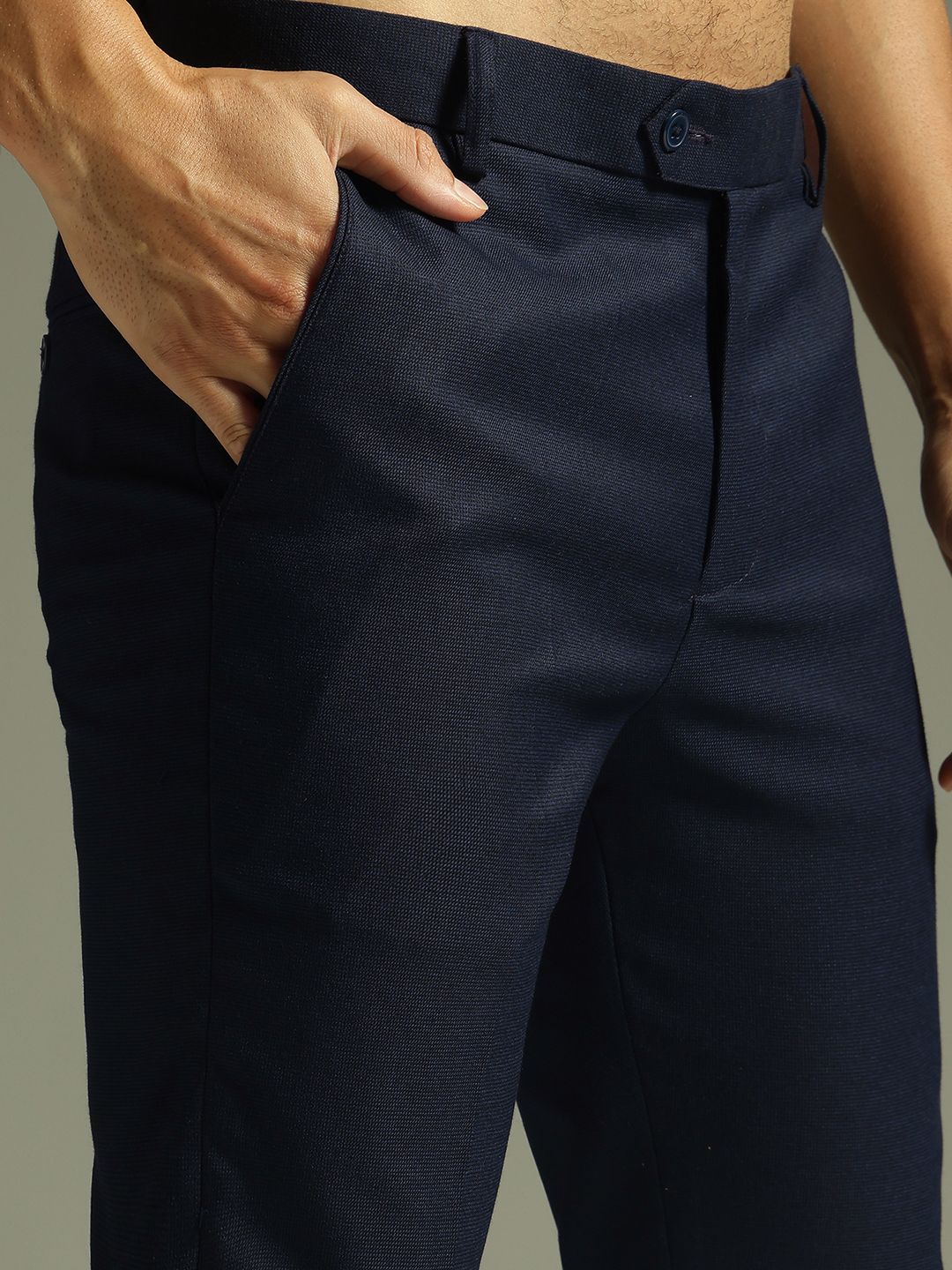 DENNISON Men Textured Smart Tapered Fit Trousers
