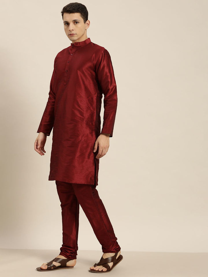 SOJANYA Maroon Mirror Work Kurta with Churidar