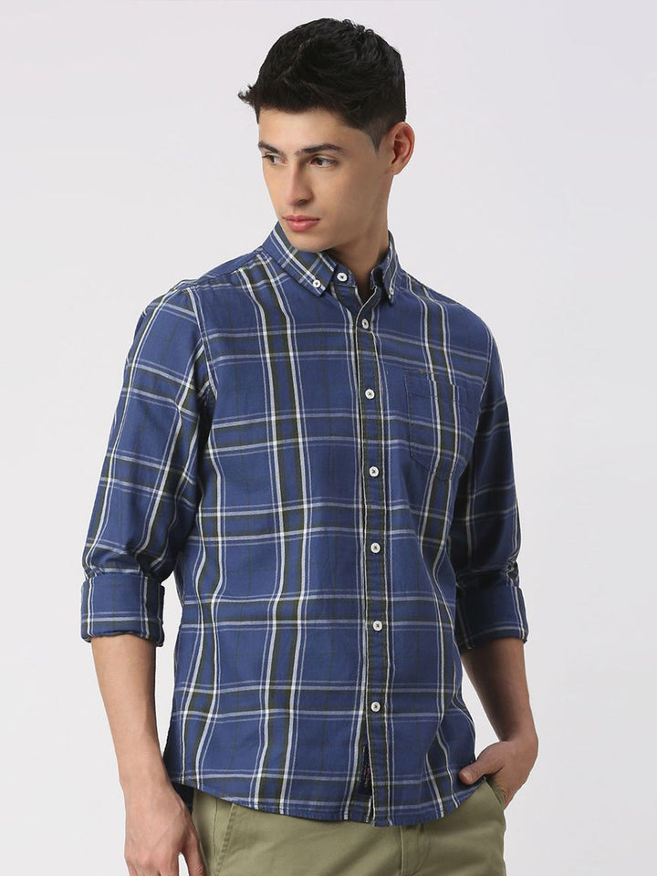 Being Human Men Slim Fit Button-Down Collar Opaque Checked Casual Shirt