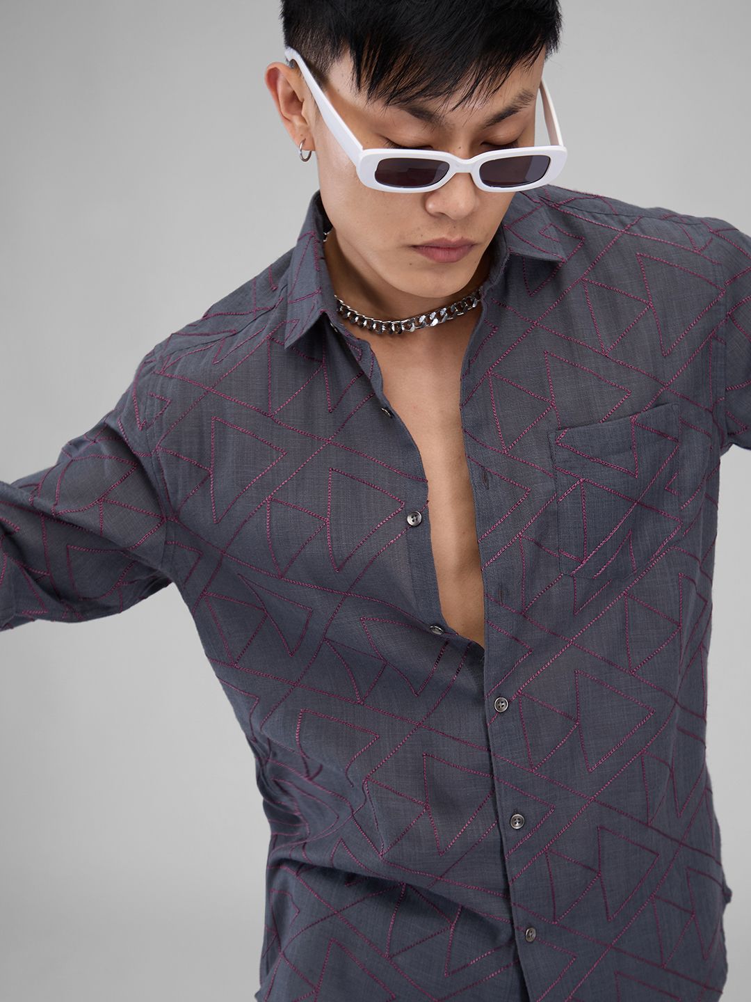 VASTRADO Men Classic Spread Collar Abstract Printed Cotton Casual Shirt