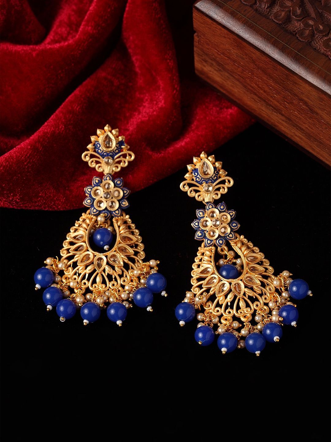 Anting-anting Jatuh Kontemporari Bersalut Emas Biru Anouk