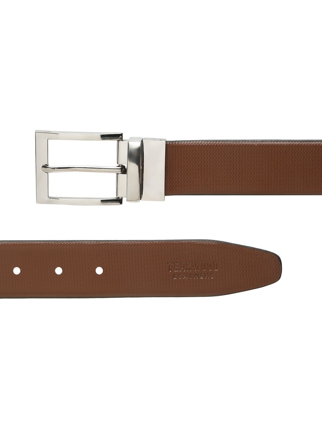 Teakwood Leathers Men Textured Leather Reversible Formal Belt