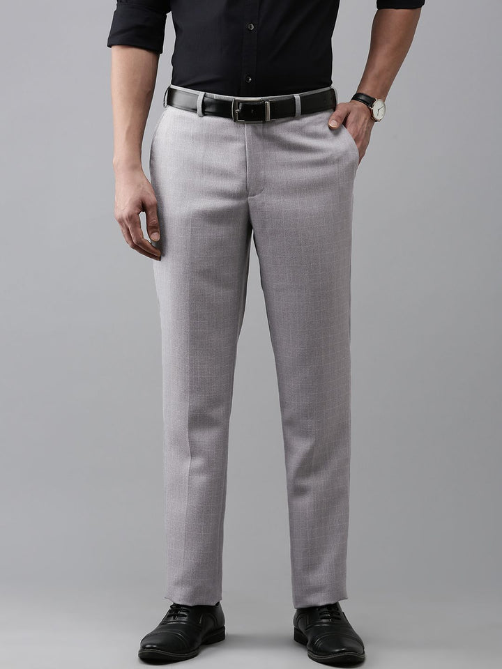 Park Avenue Men Regular Fit Checked Formal Trousers