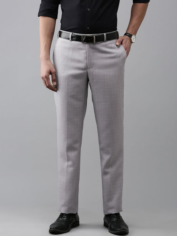 Park Avenue Men Regular Fit Checked Formal Trousers