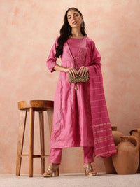 all about you Foil Printed Empire Kurta Sets With Dupatta