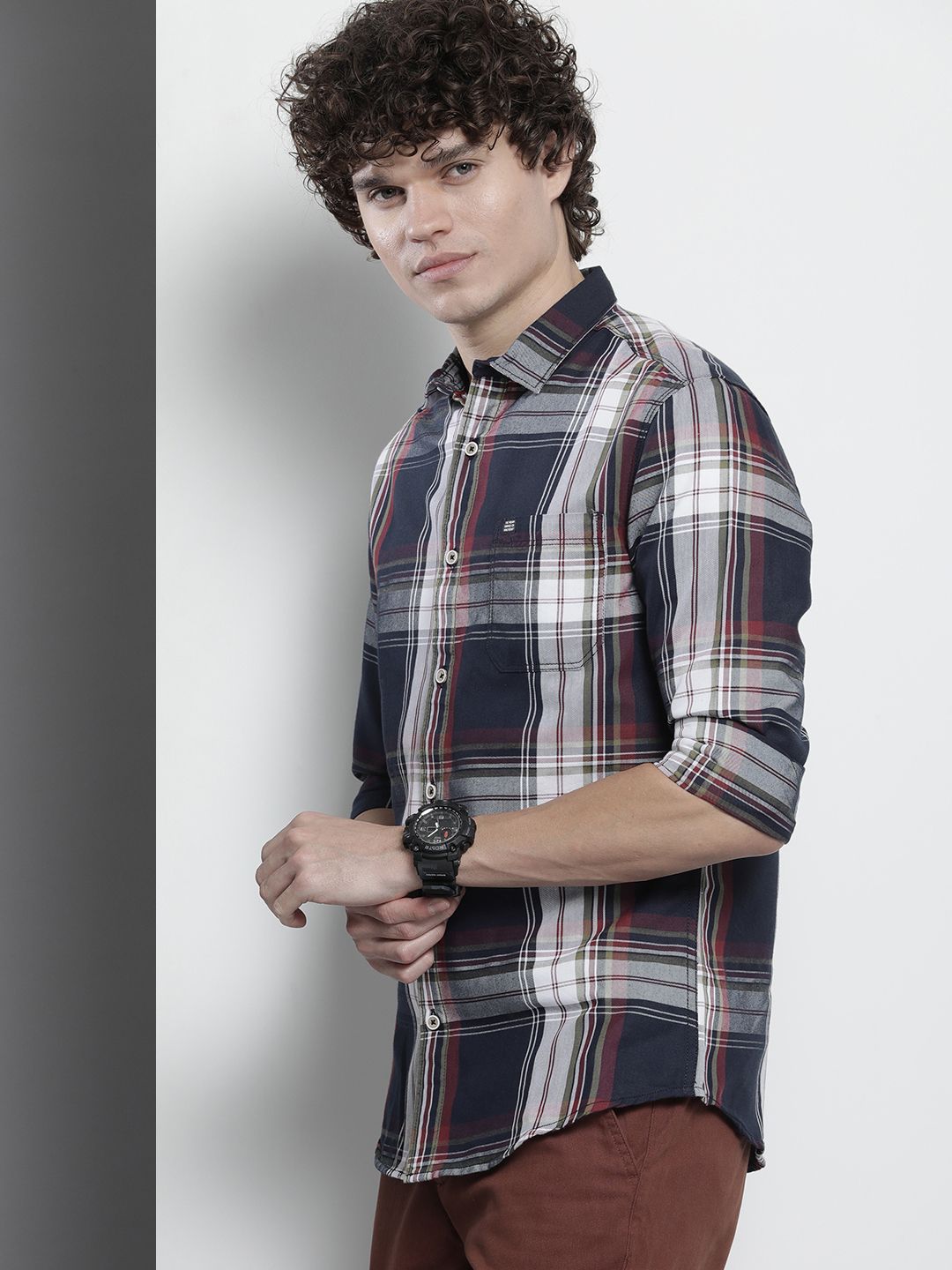 The Indian Garage Co Men Tartan Checked Casual Shirt