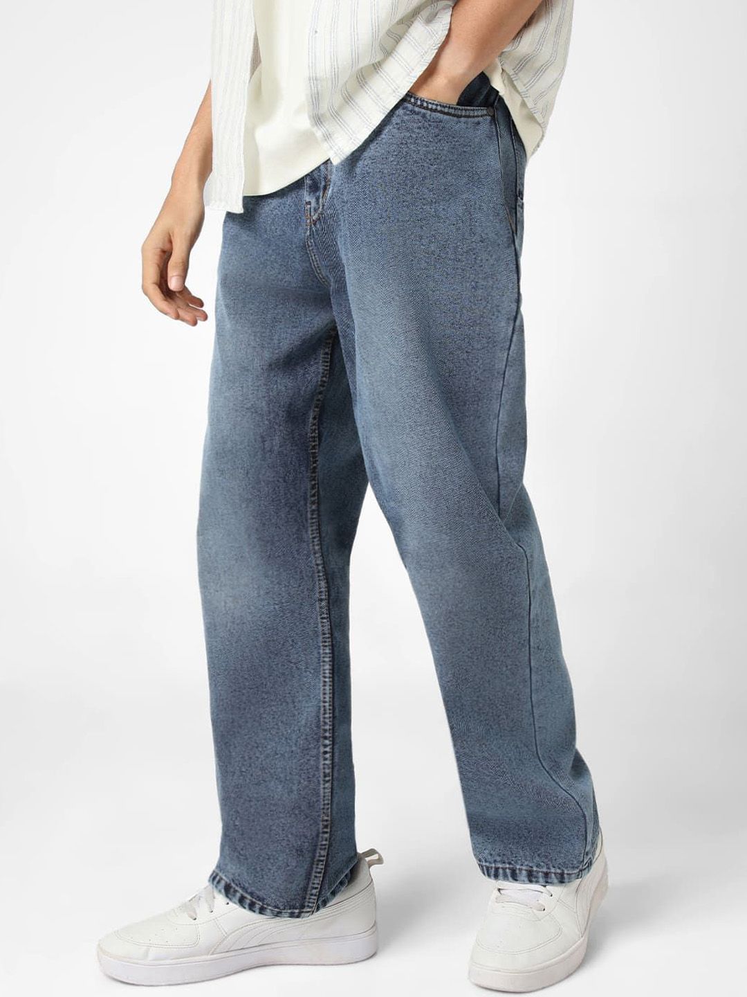 Urbano Fashion Men Non Stretchable Loose Baggy Fit Washed Jeans