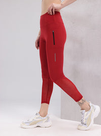 HRX by Hrithik Roshan Women Utility Pockets Rapid-Dry Cropped Mesh Training Tights