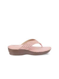 Mochi Women Pink Embellished T-Strap Flats