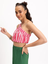 DressBerry Candy Stripes One-Shoulder Crop Top