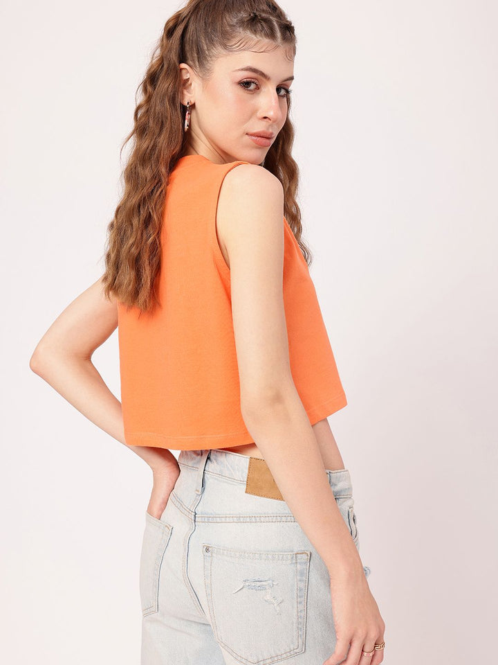 DressBerry Whale Watching Fashion Spotting Printed Sleeveless Crop T-shirt