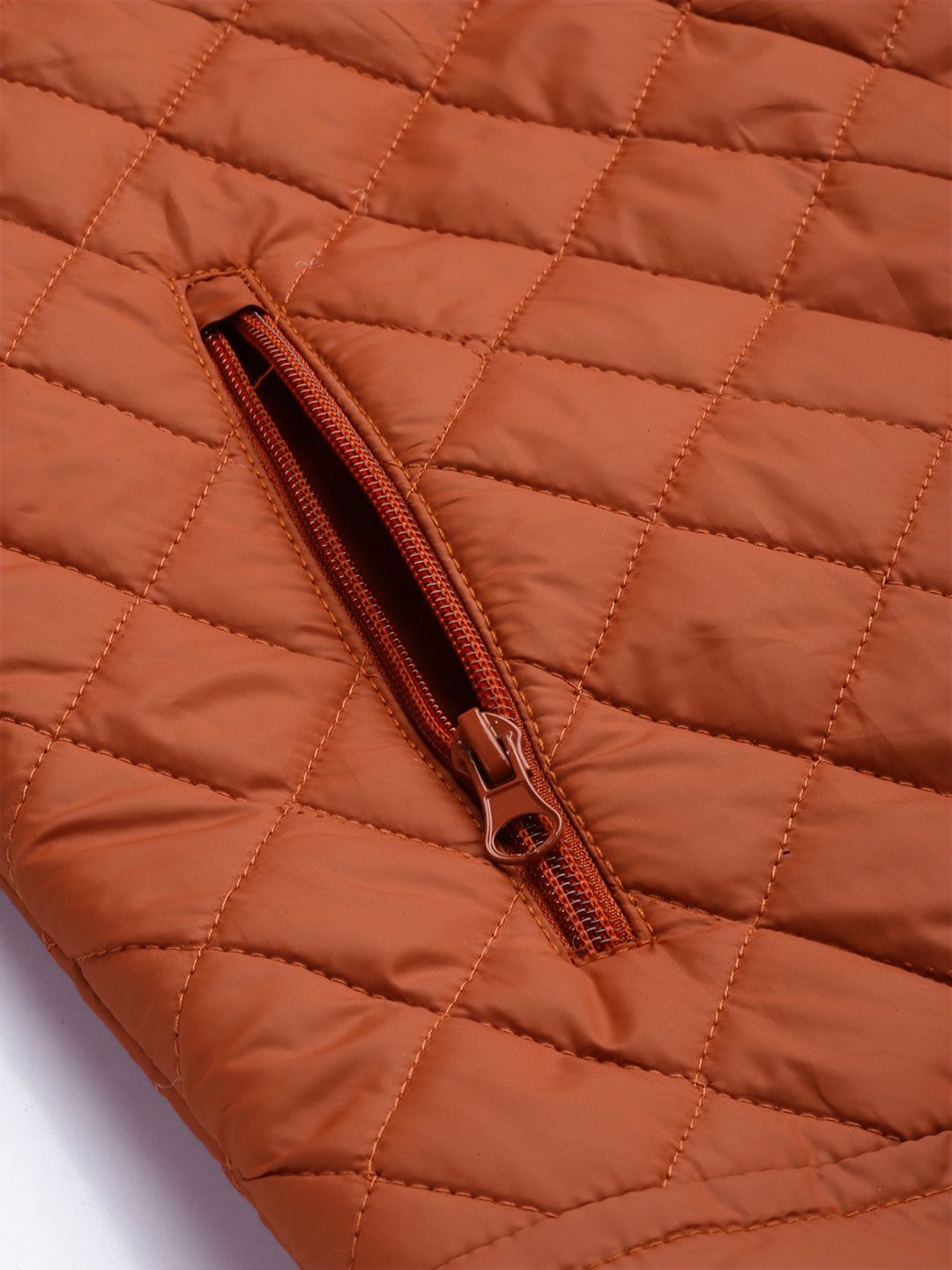 The Indian Garage Co Men Rust Orange Quilted Jacket