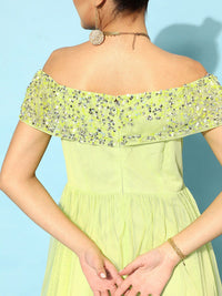STREET 9 Women Lime Green Floral Dress