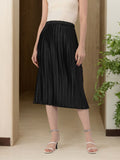 DressBerry Effortless Elegance Accordion Pleated Satin Finish A-Line Midi Skirts