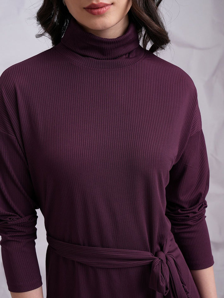 Tokyo Talkies Purple Ribbed Longline Top With Trouser