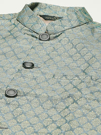 SOJANYA Lelaki Black Chikankari Pure Cotton Kurta with Churidar & Nehrujacket