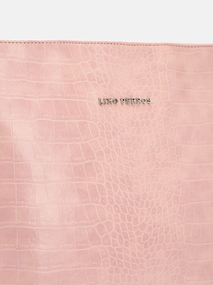 Lino Perros Women Croc Textured Structured Shoulder Bag