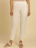 W Women White Straight Fit Cropped Ethnic Trouser