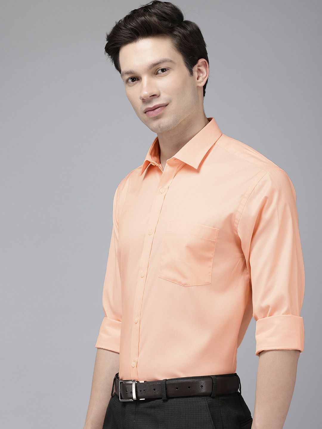 Park Avenue Self Design Slim Fit Textured Formal Shirt