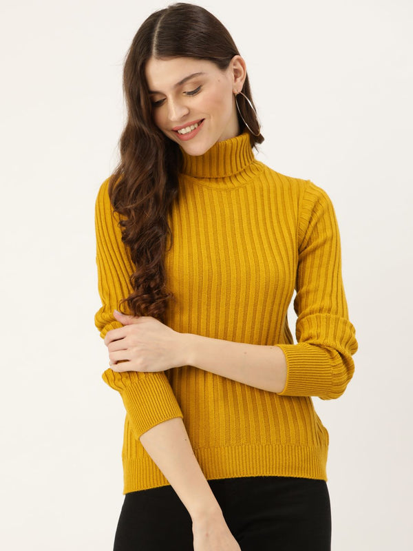 Sweater pullover wanita mustard kuning sawi