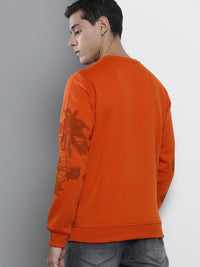 The Indian Garage Co Men Rust Orange Printed Sweatshirt