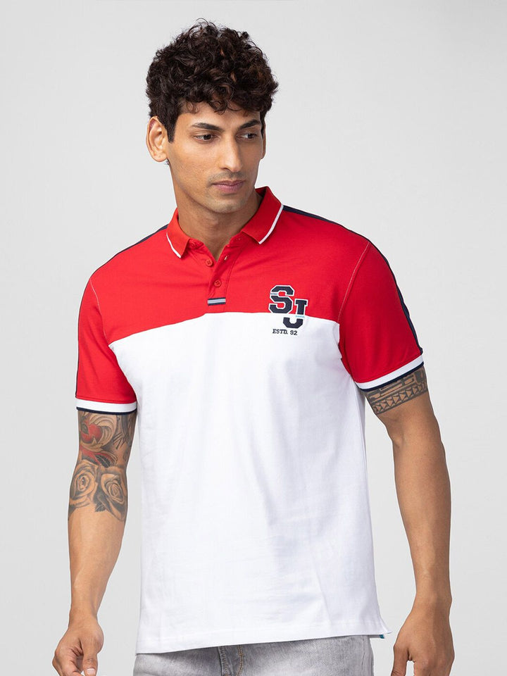 SPYKAR Men Colourblocked Polo Collar Slim Fit T-shirt