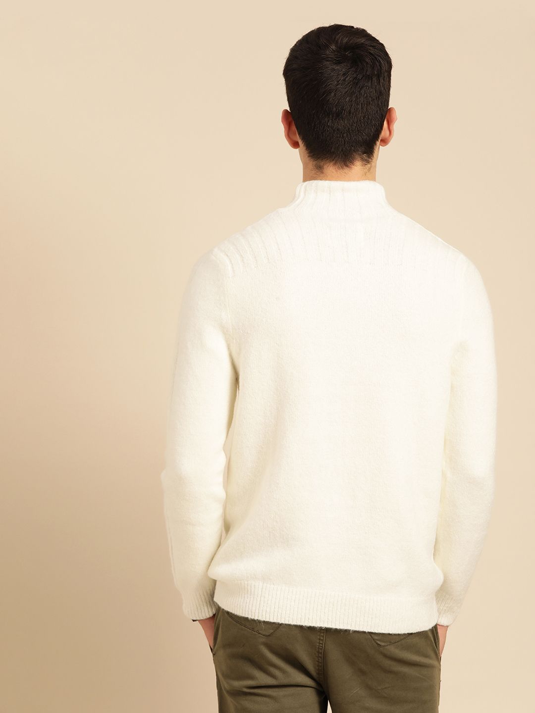 Mr Bowerbird Men Off-White Solid Pullover