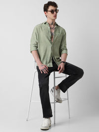 VASTRADO Men Classic Slim Fit Embroidered Casual Shirt
