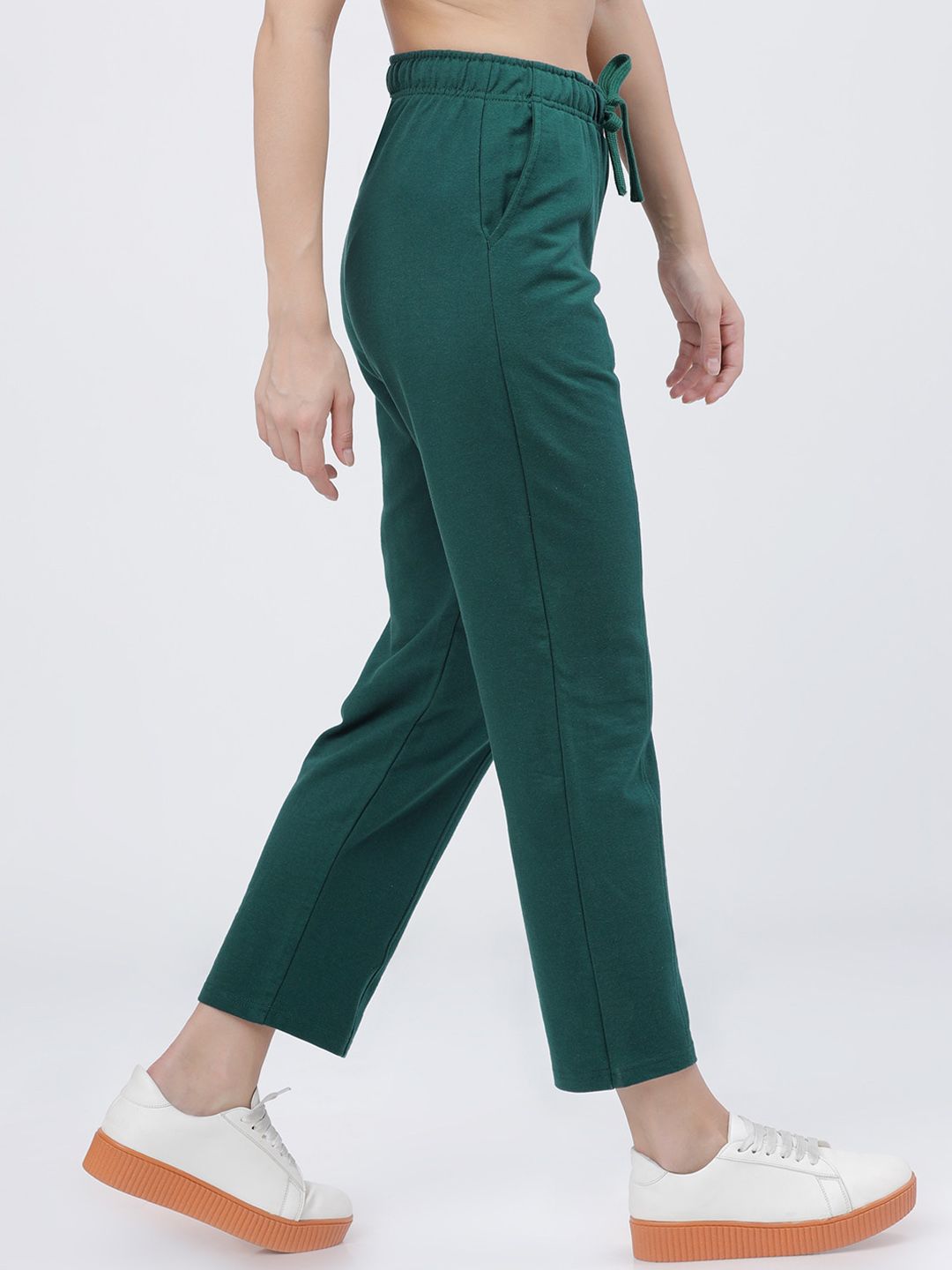 Tokyo Talkies Women Green Solid Track Pants
