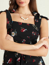 Berrylush Floral Printed Georgette Maxi Dress
