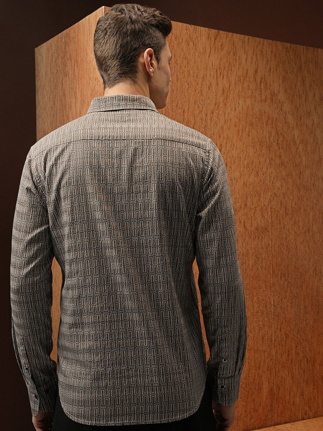 LOCOMOTIVE Satin Abstract Printed Party Shirt