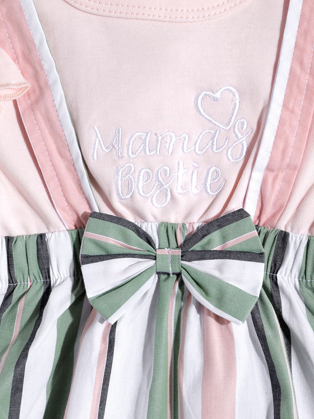 Moms Love Infant Girls Striped Bow Detail Pleated Fit & Flare Dress