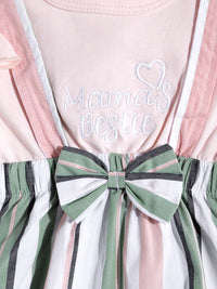 Moms Love Infant Girls Striped Bow Detail Pleated Fit & Flare Dress