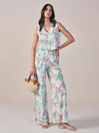 AND Printed V-Neck Shirt With Trousers