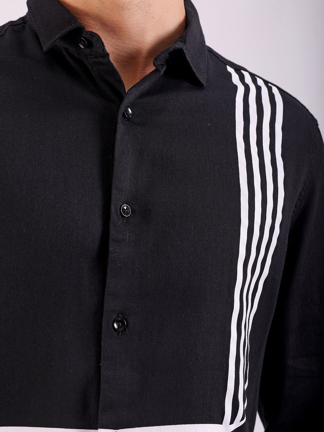 The Indian Garage Co Slim Fit Striped Band Collar Cotton Casual Shirt