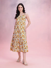 DressBerry Floral Print A-Line Midi Dress