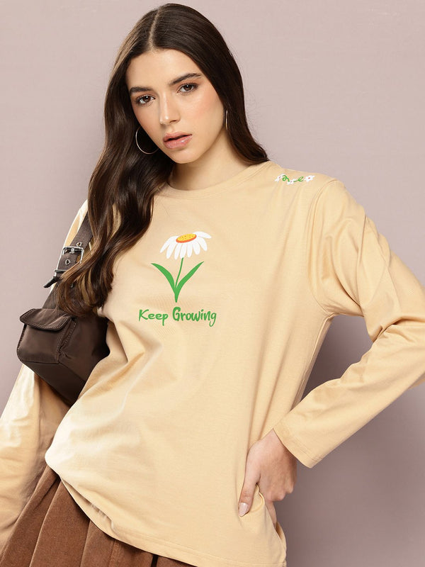 Dillinger Women Long Sleeve Oversized Printed Tshirt