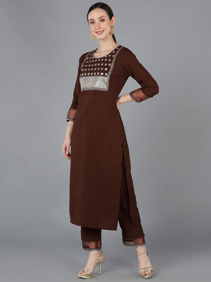 KALINI Ethnic Motifs Yoke Design Regular Sequinned Kurta With Trousers & Dupatta