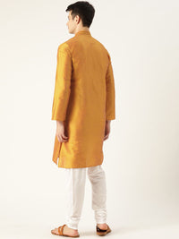SOJANYA Kurta Lurus Pepejal Berwarna Emas Lelaki