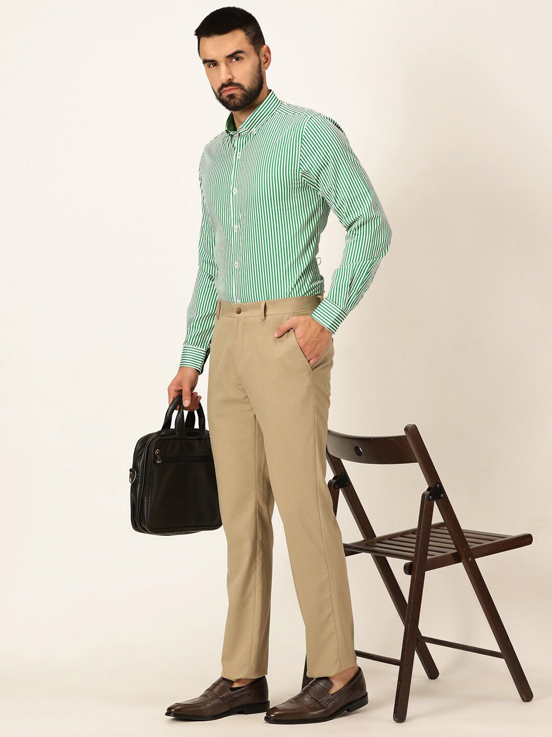 Thomas Scott Premium Striped Button-Down Collar Long Sleeves Formal Shirt