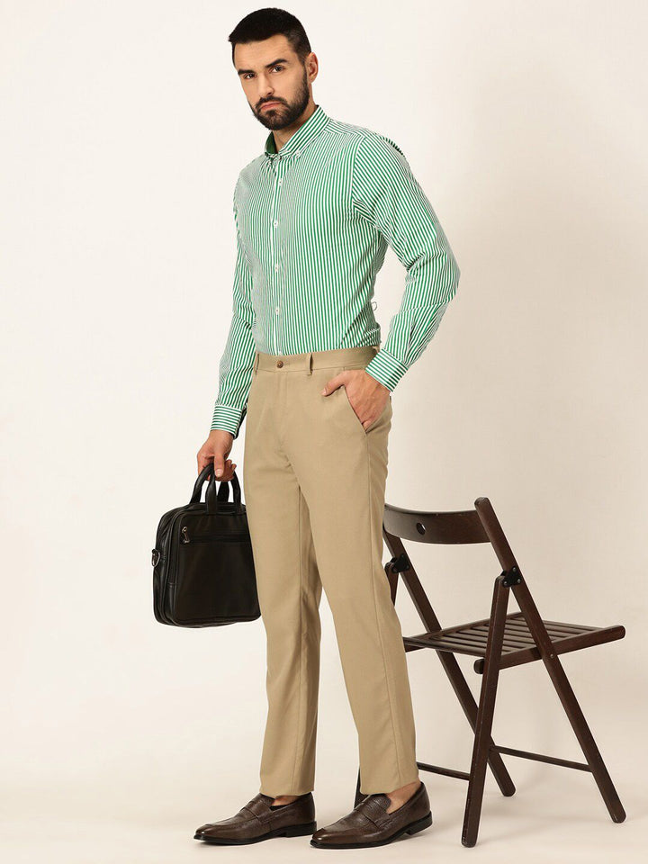 Thomas Scott Premium Striped Button-Down Collar Long Sleeves Formal Shirt