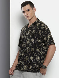 The Indian Garage Co Floral Embroidered Drop-Shoulder Sleeves Relaxed Fit Casual Shirt