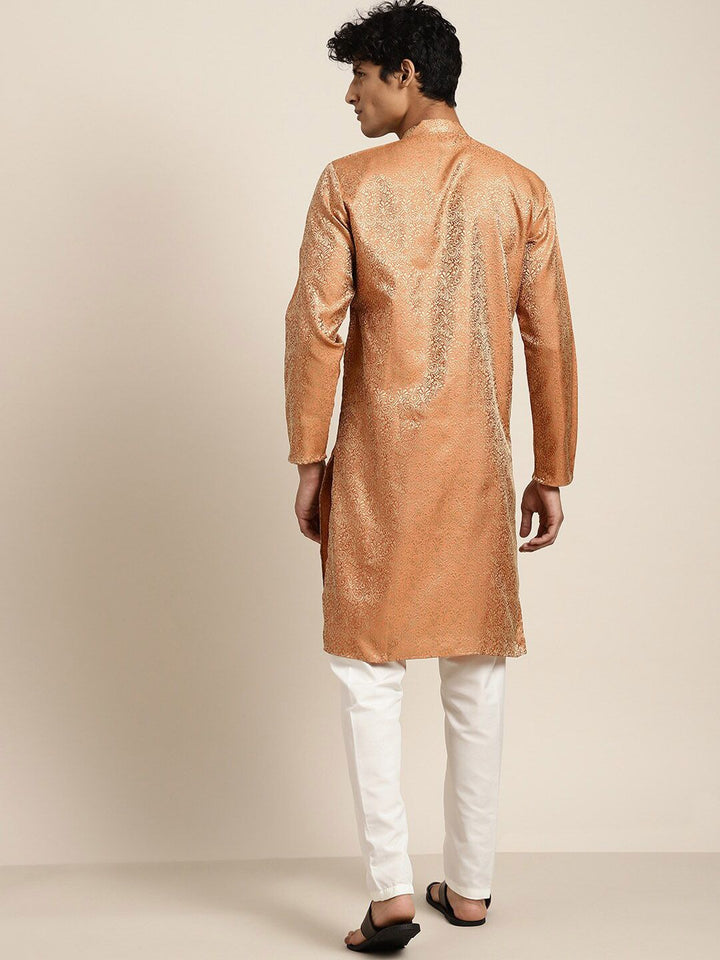SOJANYA Ethnic Motifs Woven Design Silk Blend Regular Kurta with Churidar & Nehru jacket